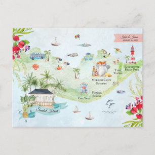 Sanibel Island Destination Wedding Itinerary Map Postcard