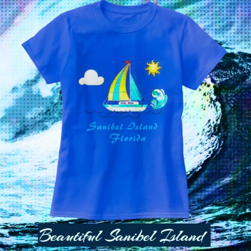 Sanibel Island FL Sailboat and Sun T_Shirt