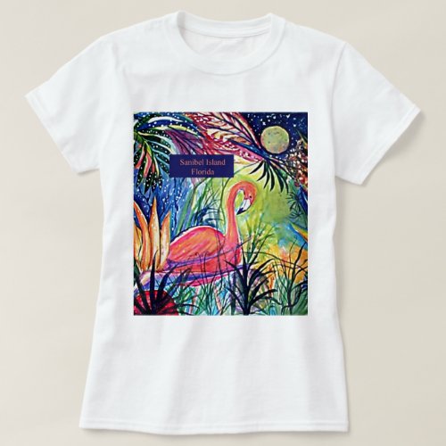 Sanibel Island Flamingo Art T_Shirt