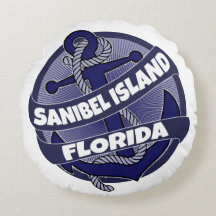 Sanibel Island Florida anchor round pillow
