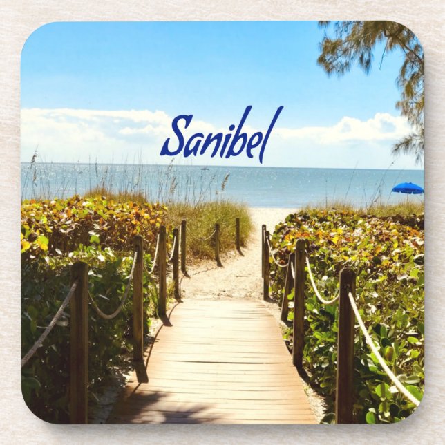 Sanibel Island Florida Beach Ocean Beverage Coaster (Front)