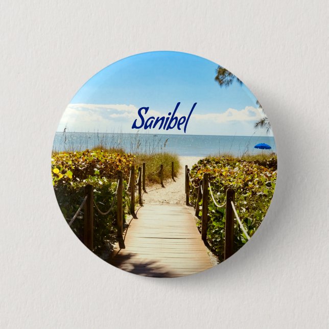 Sanibel Island Florida Beach Ocean Button (Front)