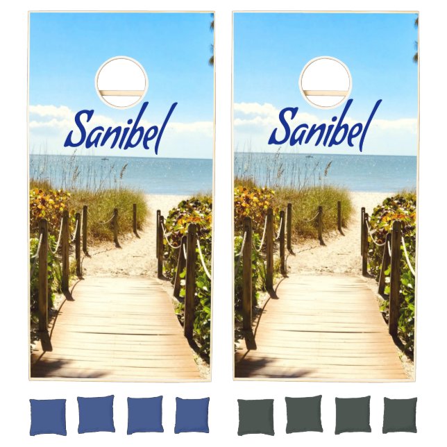 Sanibel Island Florida Beach Ocean Cornhole Set (Set)