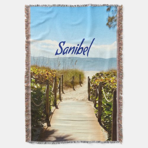 Sanibel Island Florida Beach Ocean Throw Blanket