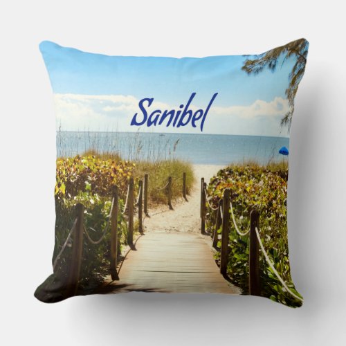 Sanibel Island Florida Beach Ocean Throw Pillow