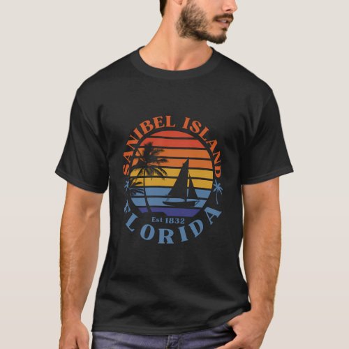 Sanibel Island Florida Beach Sailboat Summer Vacat T_Shirt