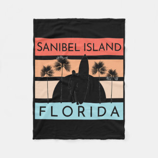 Sanibel Island Florida Beach Surfing Summer Vacati Fleece Blanket
