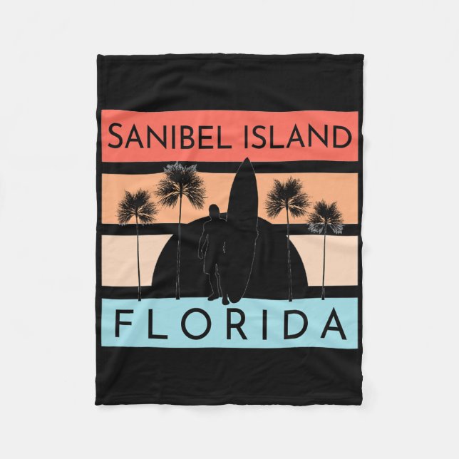 Sanibel Island Florida Beach Surfing Summer Vacati Fleece Blanket (Front)