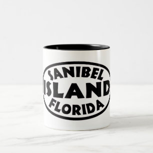 Sanibel Island Florida black oval Two-Tone Coffee Mug