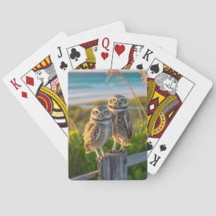 Sanibel Island Florida couple of burrowing owl Poker Cards