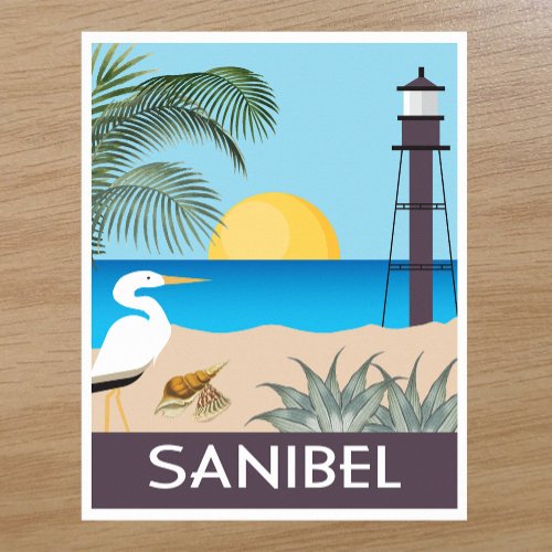 Sanibel Island Florida in vintage travel style Poster