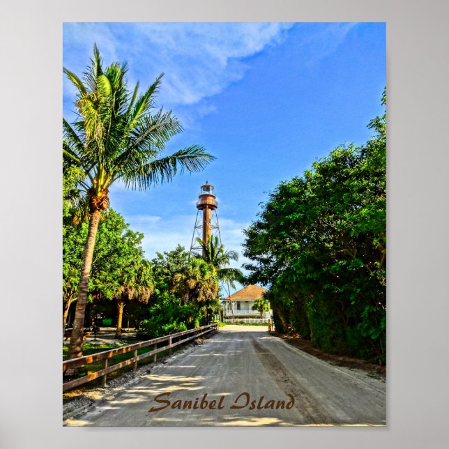 Sanibel Island Florida Lighthouse Printable Art Poster (Front)