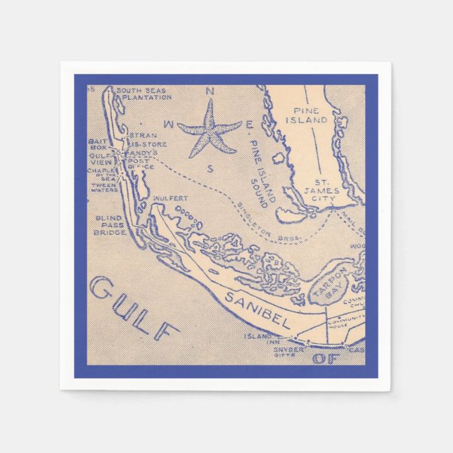 Sanibel Island Florida Map Napkin (Front)