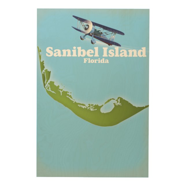 Sanibel Island Florida map Wood Wall Art (Front)