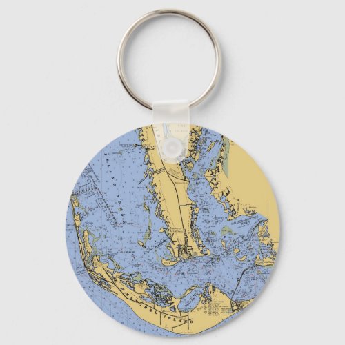 Sanibel Island Florida Nautical Chart Keychain