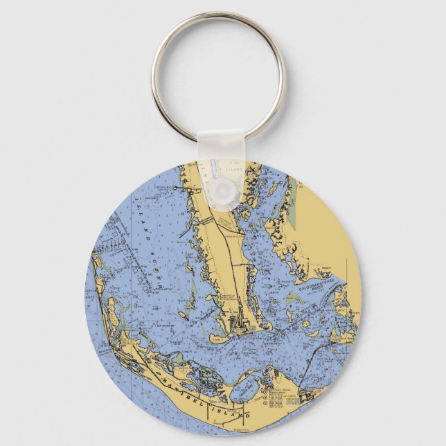 Sanibel Island Florida Nautical Chart Keychain (Front)