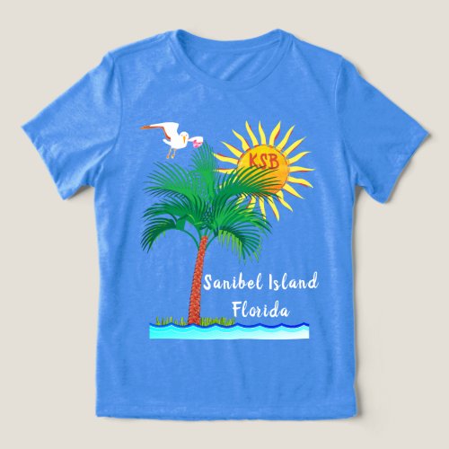 Sanibel Island Florida Palm Tree and Sunshine Tri_Blend Shirt