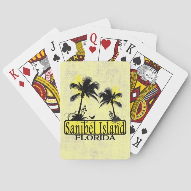 Sanibel Island Florida palm tree playing cards (Back)
