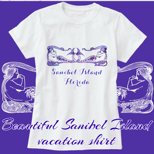 Sanibel Island Florida Pretty Art Deco Mermaids T_Shirt
