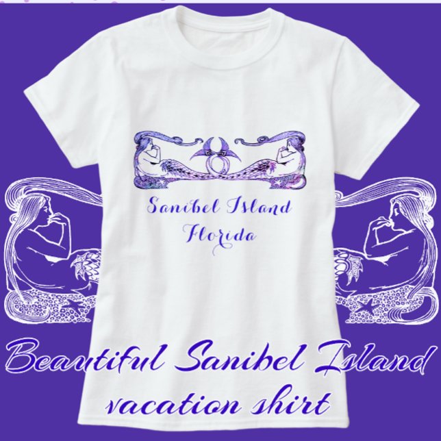 Sanibel Island Florida Pretty Art Deco Mermaids T-Shirt (Creator Uploaded)