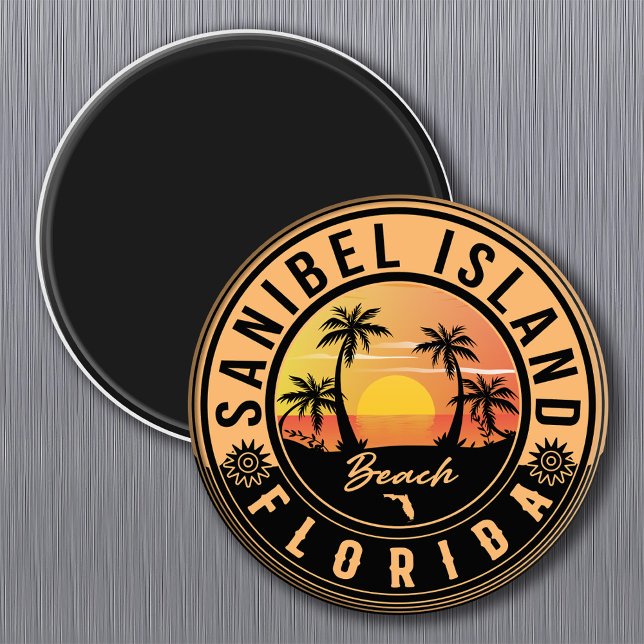 Sanibel Island Florida Retro Sunset Souvenirs Magnet (Creator Uploaded)