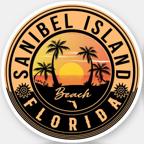 Sanibel Island Florida Retro Sunset Souvenirs Sticker