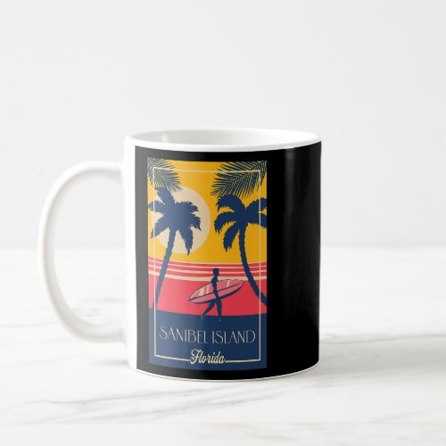 Sanibel Island Florida Retro Surfer Beach Sunset  Coffee Mug