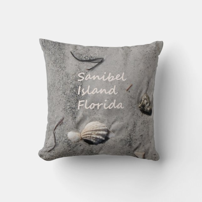 Sanibel Island Florida sand shells Throw Pillow (Front)