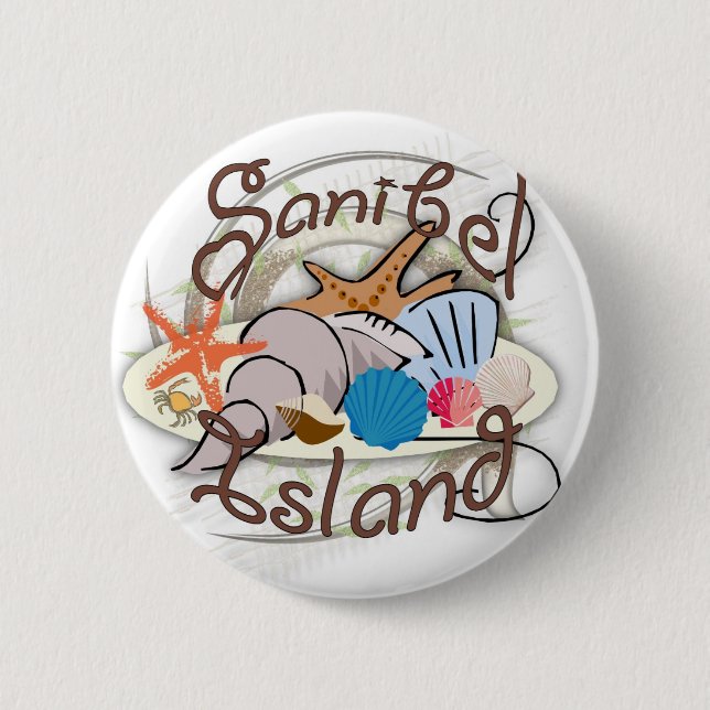 Sanibel Island Florida seashell design Button (Front)