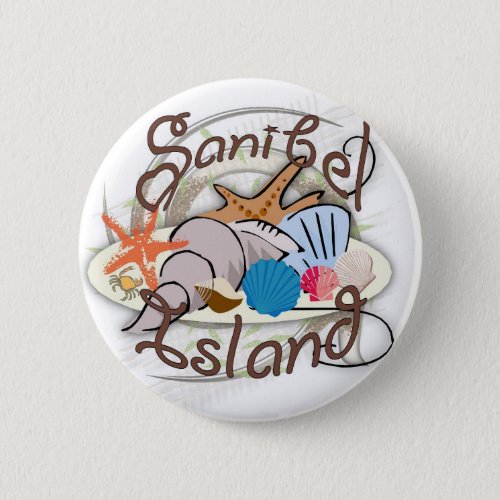 Sanibel Island Florida seashell design Button