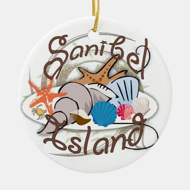 Sanibel Island Florida seashell design Ceramic Ornament (Front)
