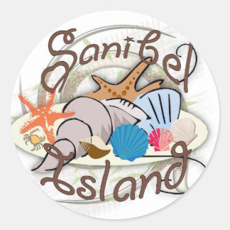 Sanibel Island Florida seashell design Classic Round Sticker