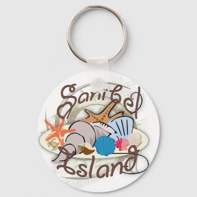 Sanibel Island Florida seashell design Keychain (Front)
