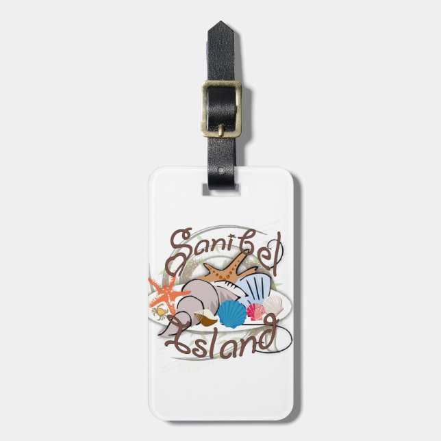 Sanibel Island Florida seashell design Luggage Tag (Front Vertical)
