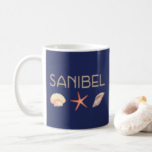 Sanibel Island Florida Seashells Blue Coffee Mug
