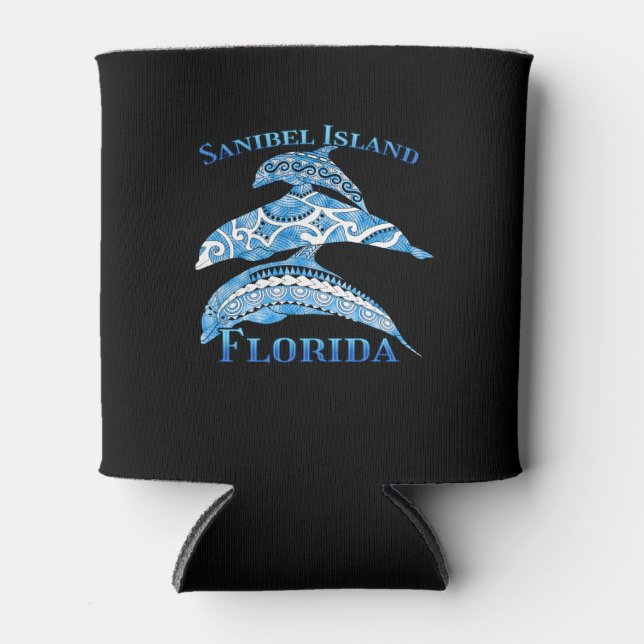 Sanibel Island Florida Vacation Tribal Dolphins Can Cooler (Front)