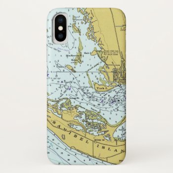 Sanibel Island Florida Vintage Map Iphone X Case by whereabouts at Zazzle