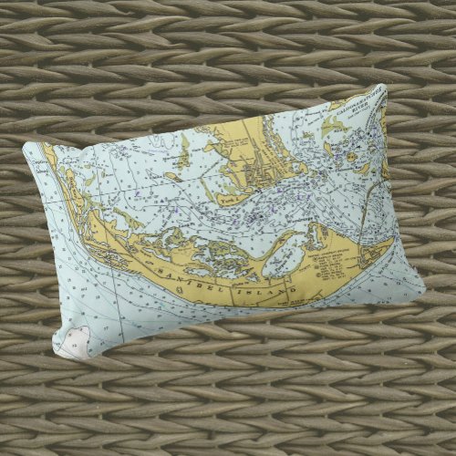 Sanibel Island Florida vintage map Lumbar Pillow