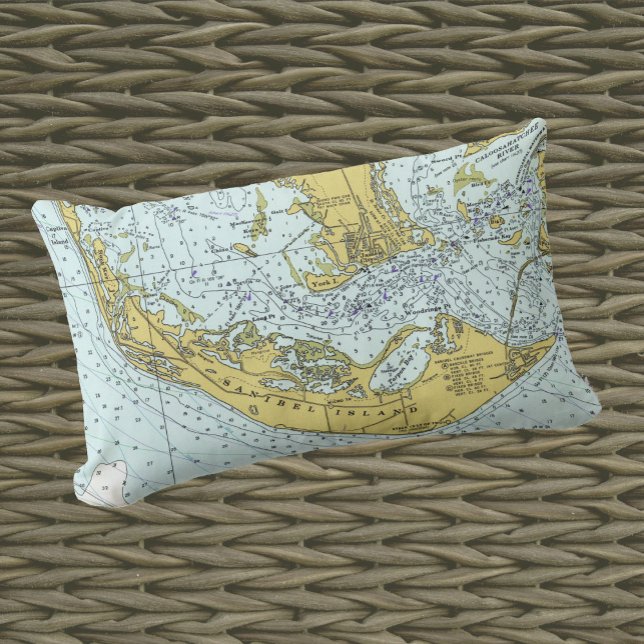 Sanibel Island Florida vintage map Lumbar Pillow (Creator Uploaded)