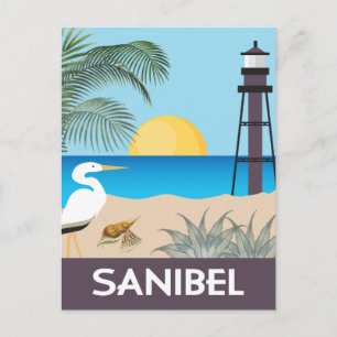 Sanibel Island Florida vintage travel style Postcard