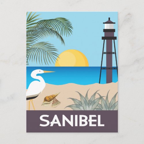 Sanibel Island Florida vintage travel style Postcard