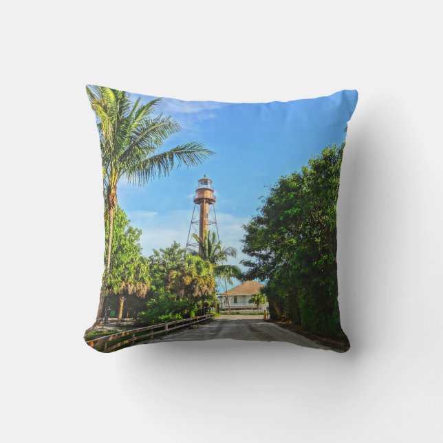 Sanibel Island Lighthouse Florida Gulf Coast Outdoor Pillow (Front)
