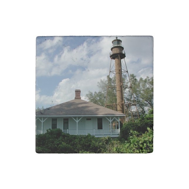 Sanibel Island Lighthouse Florida Stone Magnet (Front)