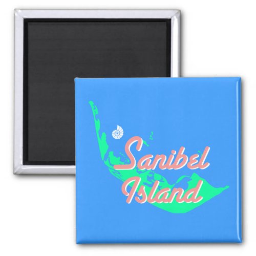 Sanibel Island map outline design Magnet