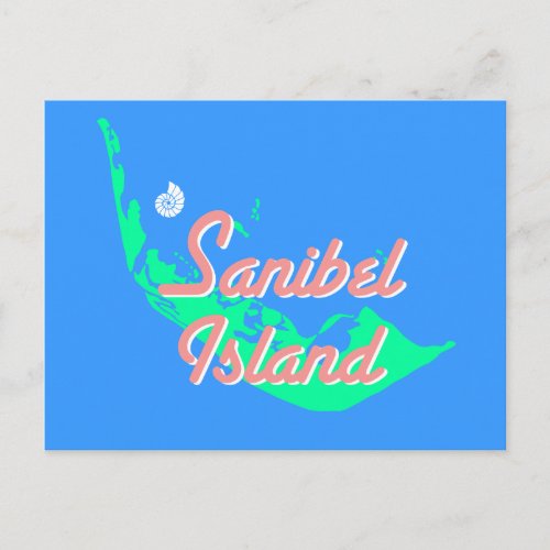 Sanibel Island map outline design Postcard