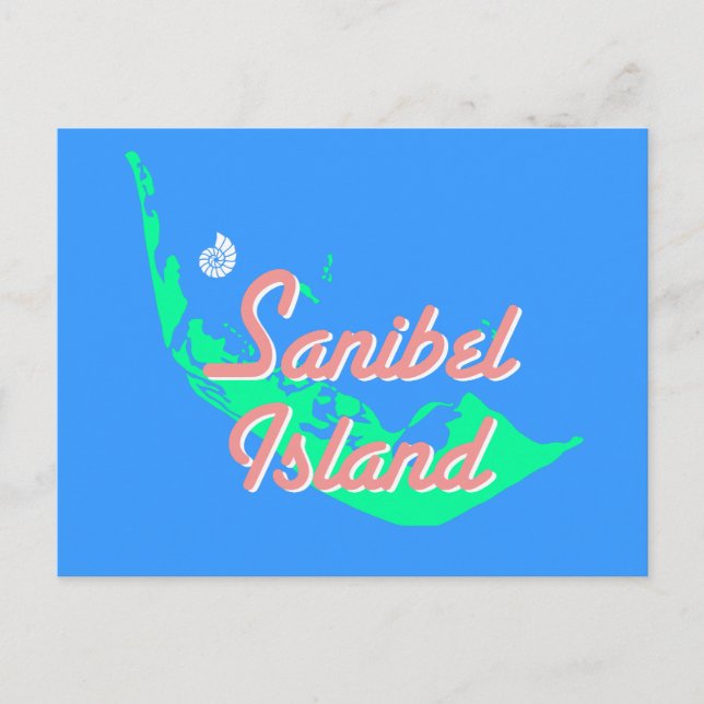 Sanibel Island map outline design Postcard (Front)