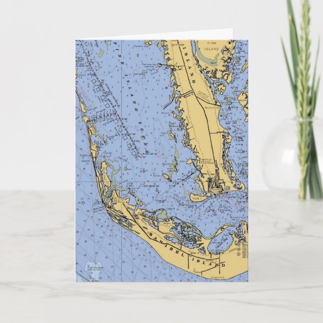 Sanibel Island  Nautical Chart Christmas Card (Front)