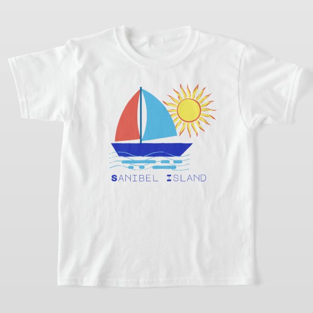 Sanibel Island Sailboat and Sunshine Vacation T-Shirt (Laydown)