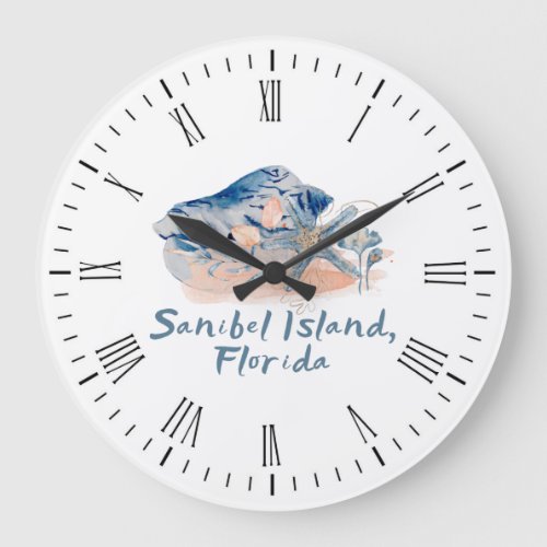 Sanibel Island Seashells  Large Clock
