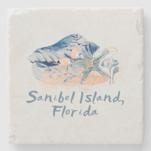 Sanibel Island Seashells Stone Coaster